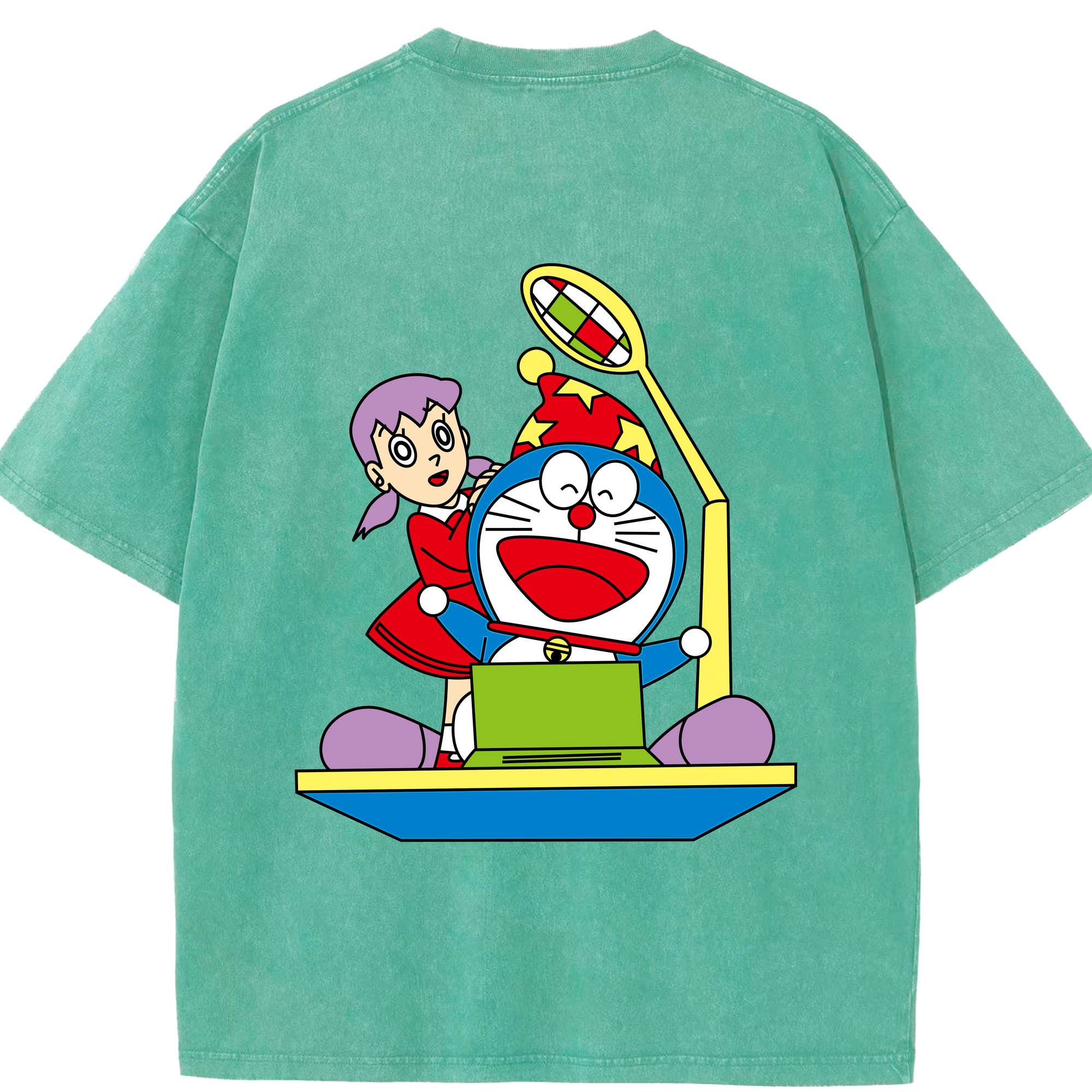 （画像用） ドラえもん みなもと しずか Doraemon Shizuka Minamoto 綿100% ヴィンテージ風 半袖Tシャツ（背面プリント）